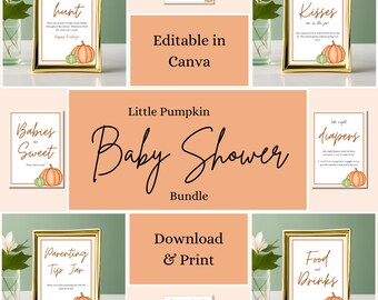 Little Pumpkin - Baby Shower Signs and Tickets, 32 Instant Digital Downloads