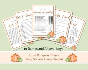Little Pumpkin - Baby Shower Games, Digital Download Bundle, 10 Activities Included