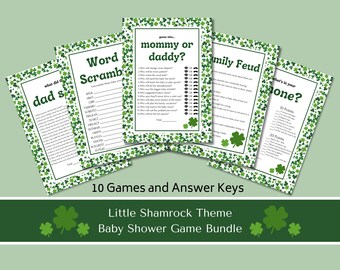 Little Shamrock - Baby Shower Games, Digital Download Bundle, 10 Activities Included