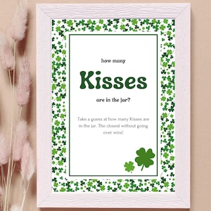Little Shamrock - How Many Kisses/Candies In The Jar-borden, babyshowerdecoratie 5 x 7 inch
