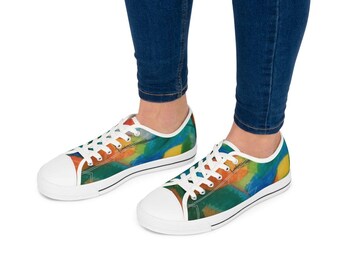 Abstract women's shoe, multi-colored tennis shoe