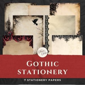 Gothic Stationery, Gothic Paper, Junk Journal, Digital Download, Gothic Junk Journal Supplies, Journal Pages, Grimoire, Filler Pages