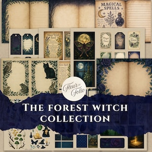 Forest Witch Junk Journal Kit, Witchcore Ephemera, Printable Grimoire Pages, Vintage Witch Aesthetic, Dark Academia Paper