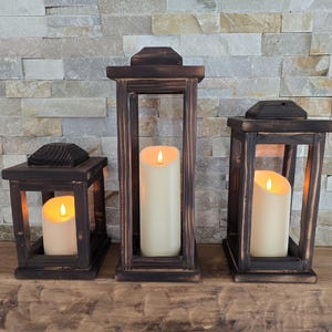 Rustic Wooden Lantern – Handmade Farmhouse Candle Holders, Reclaimed Wood Decor, Wedding Centerpiece Lanterns