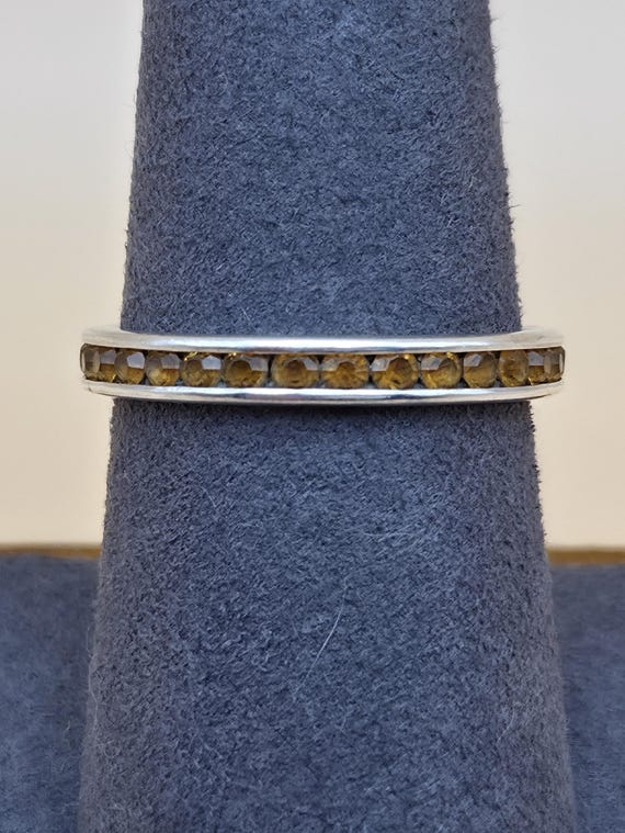 Orange CZ 925 Sterling Silver Stackable Ring Size… - image 1