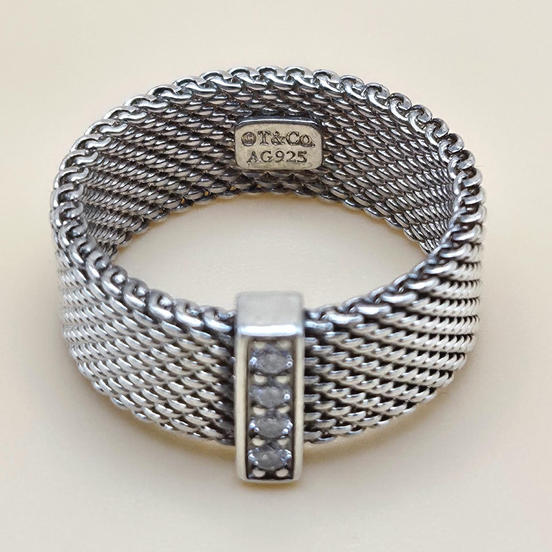 Vintage Discontinued Tiffany & Co 925 Sterling Silver Mesh Band 