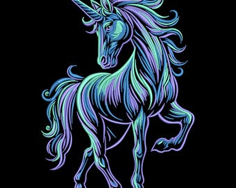 Mystical Unicorn Embroidery Design, Fantasy Horse Machine Embroidery File, Magical Creature Stitch Pattern