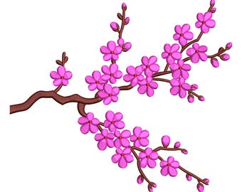 Cherry Blossom Branch Embroidery Design – Floral Machine Embroidery File