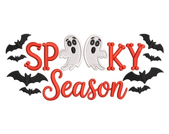 Spooky Season Embroidery Design – Ghosts and Bats Halloween Machine Embroidery File
