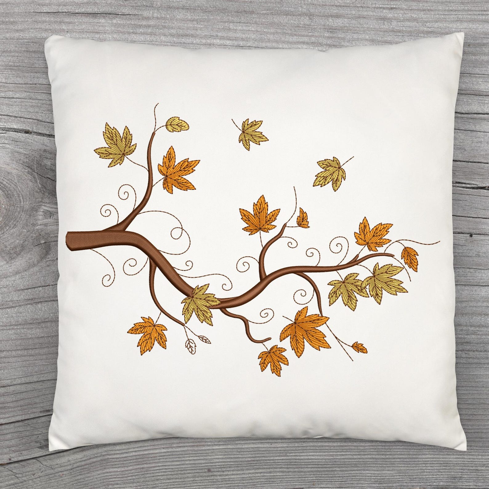 Falling Autumn Leaves Branch Embroidery Design – Fall Tree Machine File ...