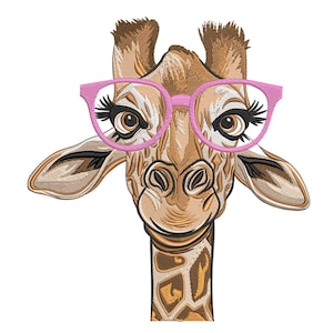 Funky giraff med glasögon broderidesign broderifil