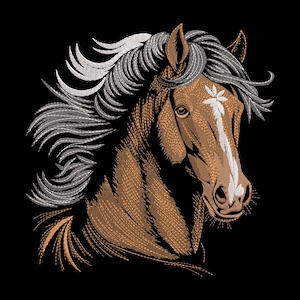 Horse Head Embroidery Design, Majestic Stallion Machine Embroidery File, Western Animal Stitch Pattern
