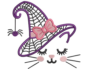 Witchy Cat ontwerpbestand machineborduurwerk