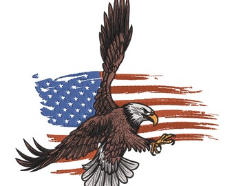 Bald Eagle Embroidery Design: USA Flag Patriotic Machine File