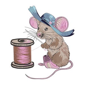 Sewing Mouse Embroidery Design: Whimsical Animal embroidery file