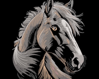 Realistic Horse Head Embroidery Design, Bold Stallion Machine Embroidery File, Western Equestrian Stitch Pattern