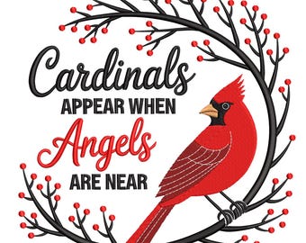 Cardinals & Angels Embroidery design – Memorial Remembrance Embroidery File