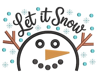 Let It Snow Snowman Face Embroidery Design – Winter Holiday Machine File for Decor