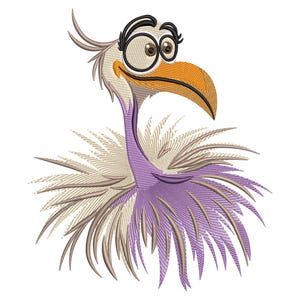 Funny Cartoon Bird Embroidery Design, Whimsical Feathered Friend Machine Embroidery File, Playful Animal Stitch Pattern
