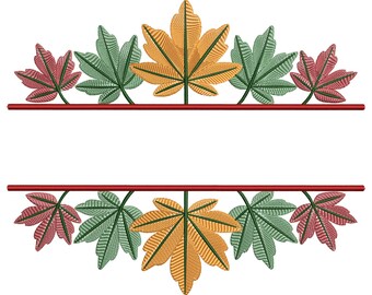 Autumn Leaves Border Embroidery Design – Fall Maple Leaf Divider Embroidery  Machine File