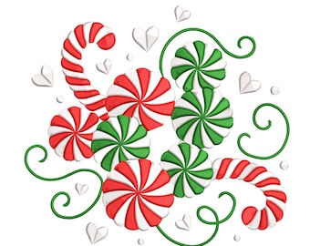 Sweet Peppermint Swirls Embroidery Design