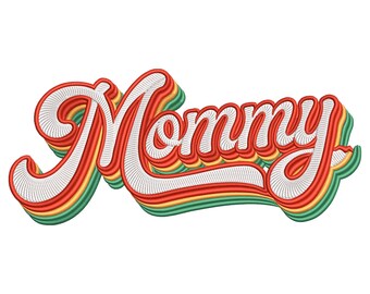 Mommy Word Embroidery Design – Retro Text Machine Embroidery File