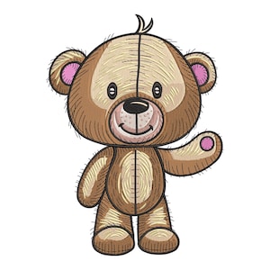 Schattige teddybeer borduurontwerp, knuffel machineborduurbestand, steekpatroon babydier