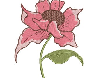 Pink Lotus Flower Botanical Machine Embroidery Design- Machine Embroidery Design File