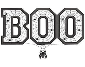 Boo Halloween Spider Web Embroidery Design – Spooky Machine Embroidery File