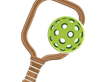 Pickleball Racket & Ball Embroidery Design – Sports Embroidery Design File