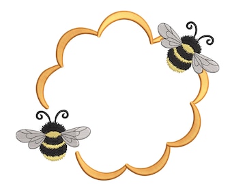 Bee Frame Embroidery Design – Cute Honeybee Border Machine Embroidery File