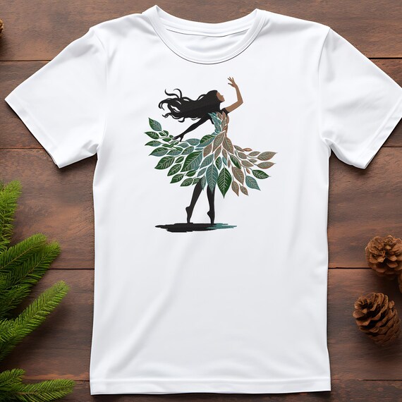 Leaf Dress Woman Embroidery Design: Botanical Silhouette Stitch