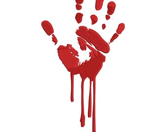 Bloody Handprint Embroidery Design, Dripping Horror Machine Embroidery File, Halloween Grunge Stitch Pattern