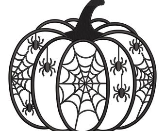 Boo Spider Web Pumpkin Embroidery Design – Halloween Machine Embroidery File