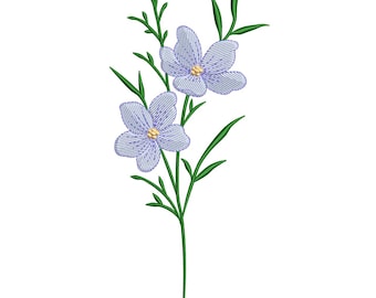 Blue Wildflowers Embroidery Design– Delicate Botanical Embroidery Design File