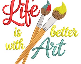 Life is Better with Art Embroidery Design – Creative Painting Machine Embroidery File
