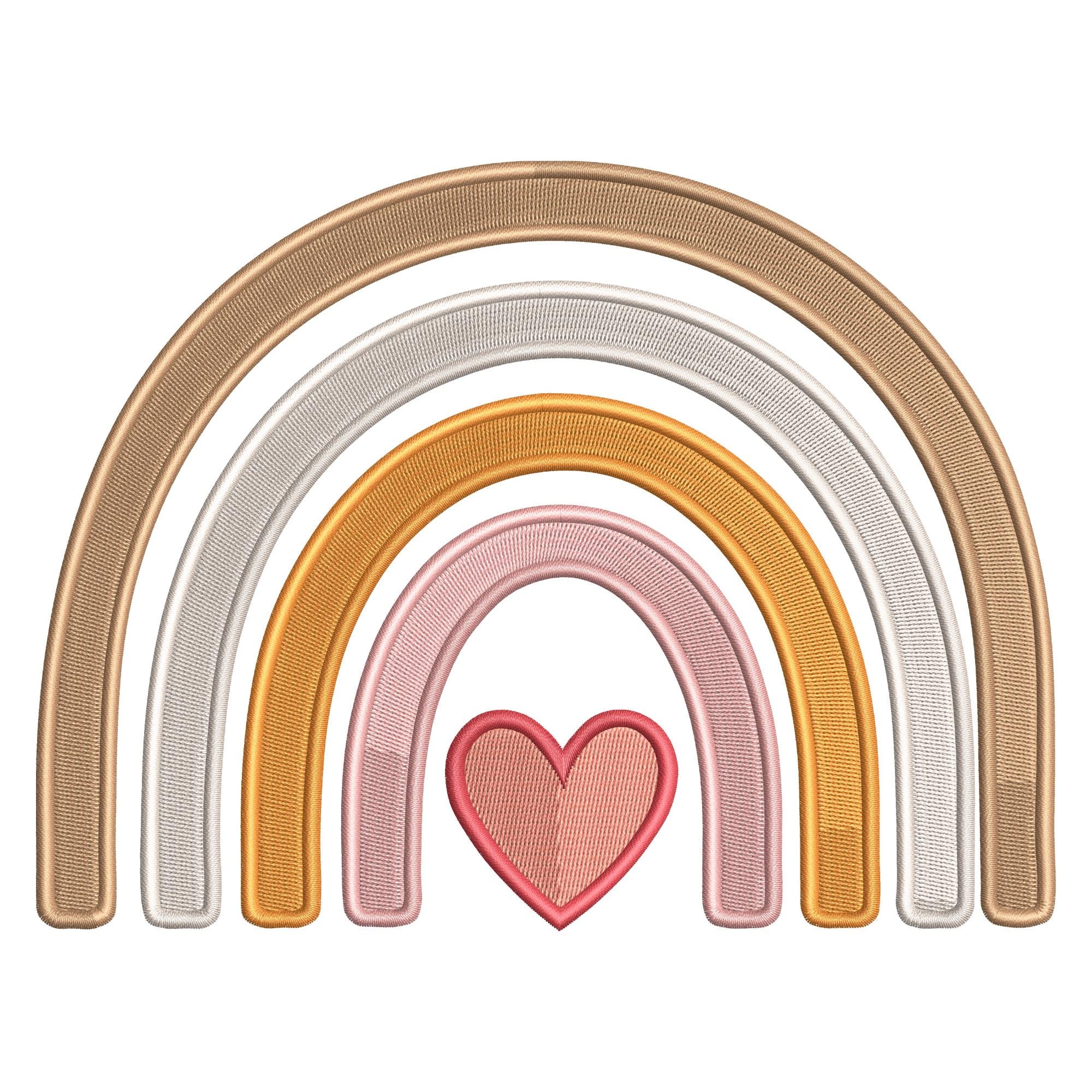Boho Rainbow Heart Embroidery Design – Modern Minimalist Machine ...