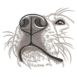 Dog Nose Embroidery Design: Sketch Style Pet embroidery file
