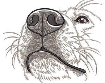 Dog Nose Embroidery Design, Realistic Dog Close-Up Machine Embroidery File, Sketch Style Pet Nose Pattern