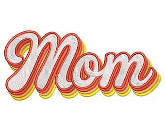 Mom Script Rainbow Outline Embroidery Design – Mother’s Day Gift Machine Embroidery File
