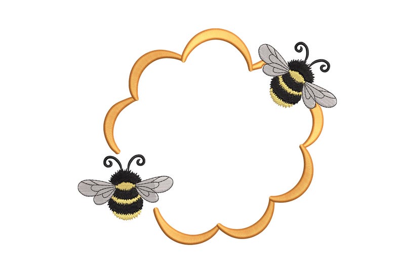Bee Frame Embroidery Design – Cute Honeybee Border Machine Embroidery ...