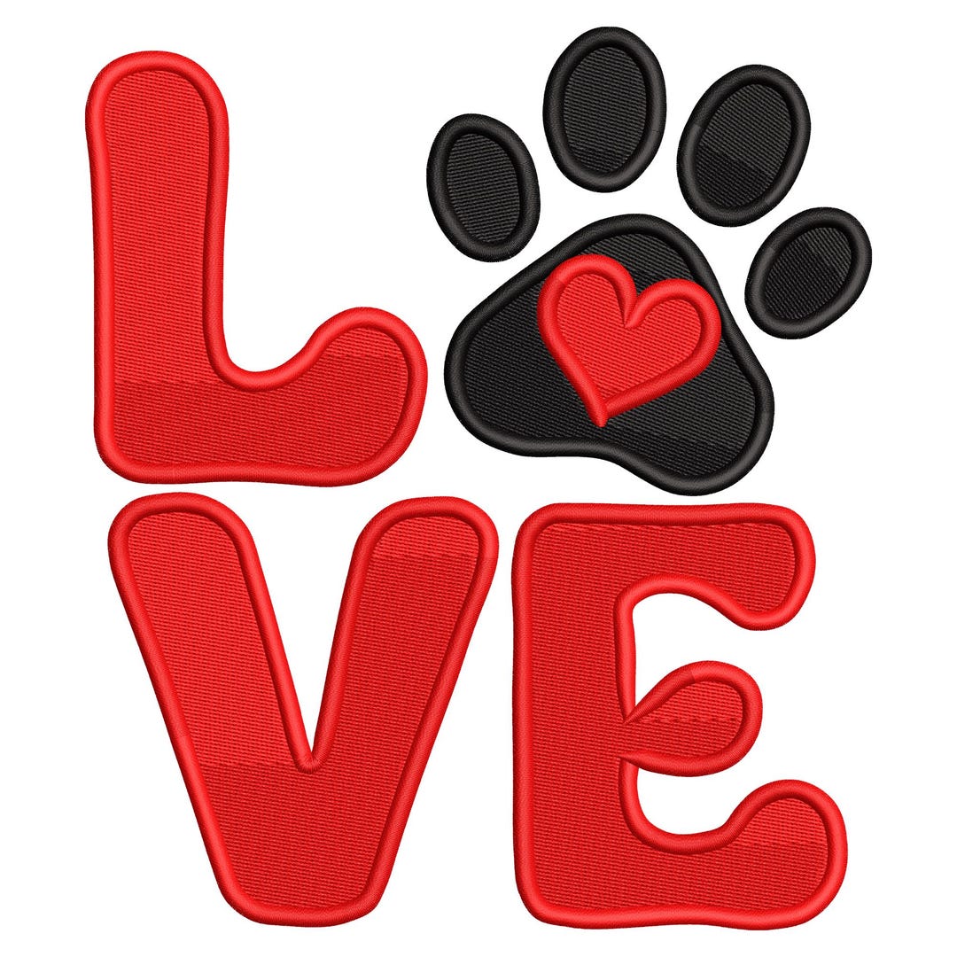 Love Paw Print Embroidery Design: Pet Lover Gift Embroidery File - Etsy