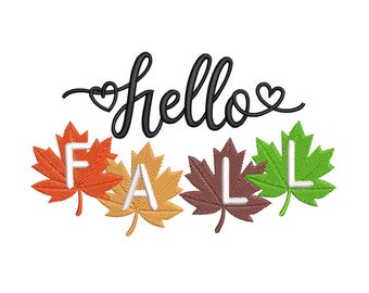 Hello Fall Maple Leaves Embroidery Design File