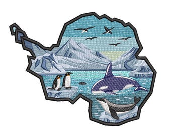 Antarctic Wildlife Scene  Embroidery design– Ice Coast Embroidery file