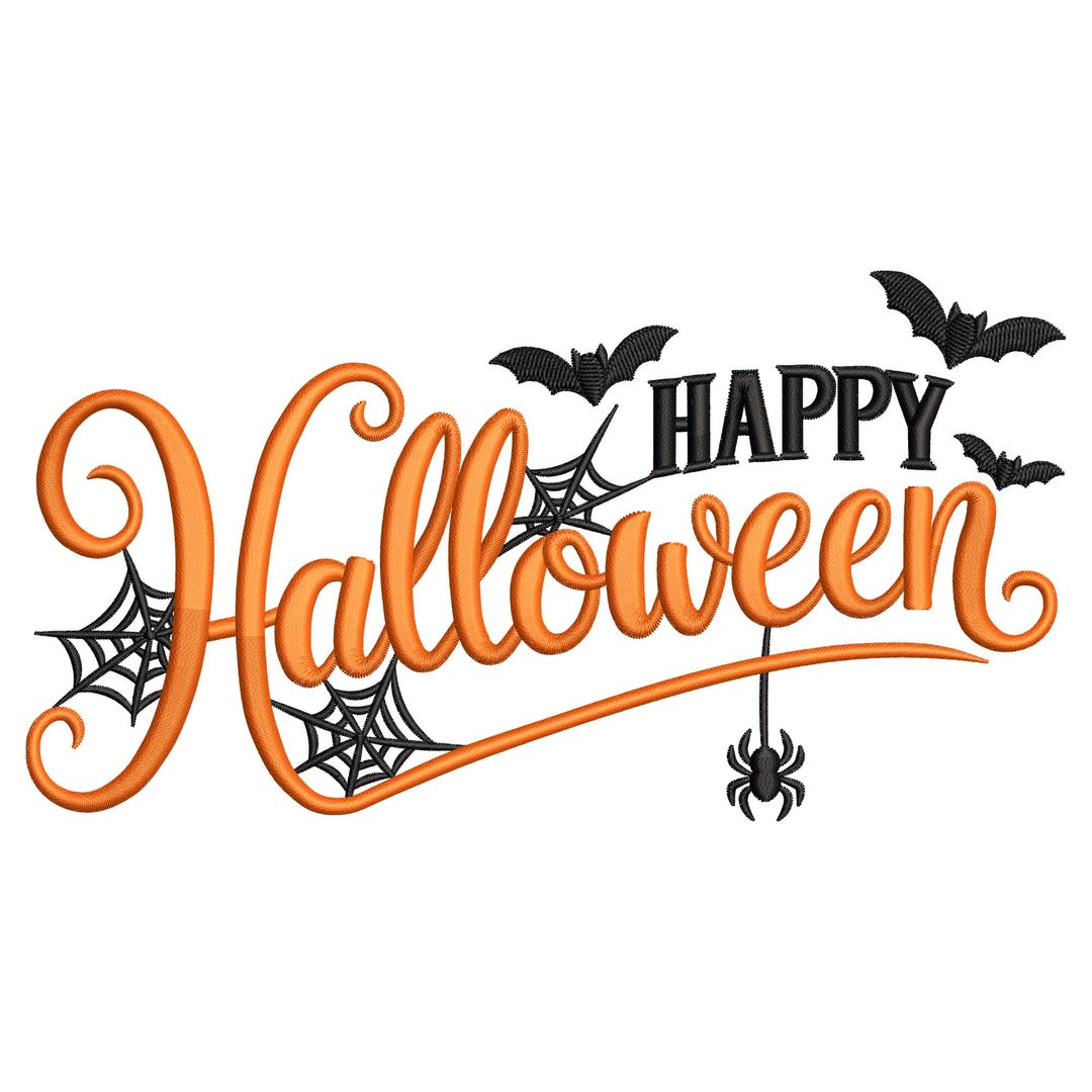 Happy Halloween Script Embroidery Design – Spooky Machine Embroidery ...