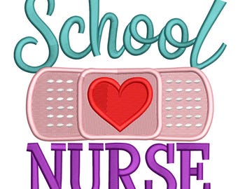 School Nurse Bandage Embroidery Design– Cute Heart Embroidery Design File