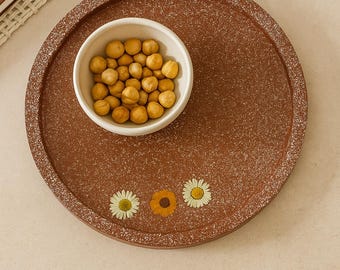Earthy Floral Cement Tray