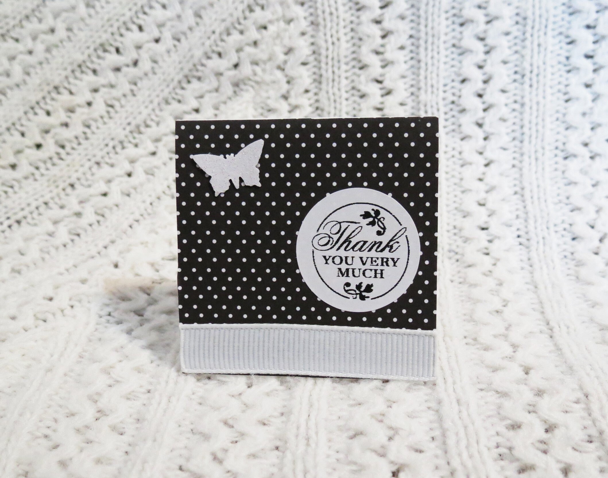 Black and White Handmade Mini Thank You Cards With Polka Dots and ...