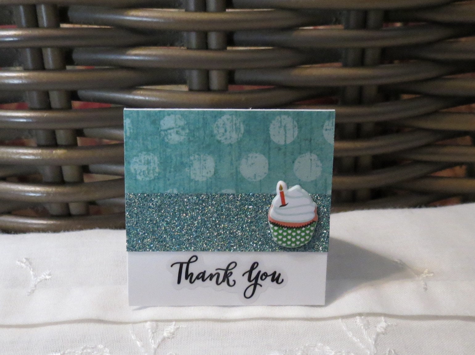 Handmade Mini Thank You Card With Polka Dots and Cupcakes Set of 26 - Etsy