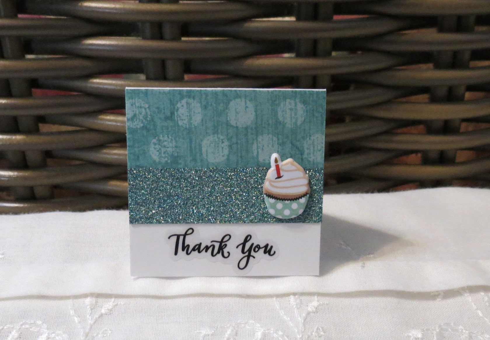 Handmade Mini Thank You Card With Polka Dots and Cupcakes Set of 26 - Etsy